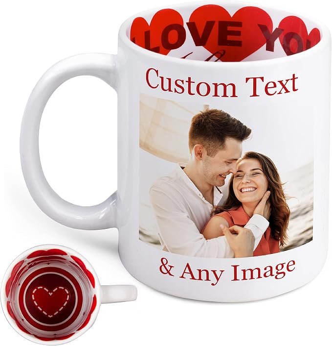 mug image Personalized I Love You Ceramic Coffee Mug – Custom Photo & Text Mug for Couples, Romantic Valentine's Day Gift, 11oz – Bundle of 10 - Image 1